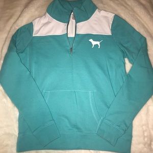Turquoise Half Zip PINK Pullover